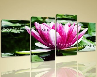 Large Contemporary Wall Art Mural Print Canvas Waterlily Flower Living Room, Water Lily hd print, art print, 67"x36"