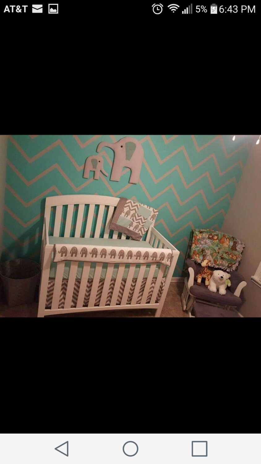 Elephant Crib Bedding Set Gray Chevron by MamaMadeBabyBedding