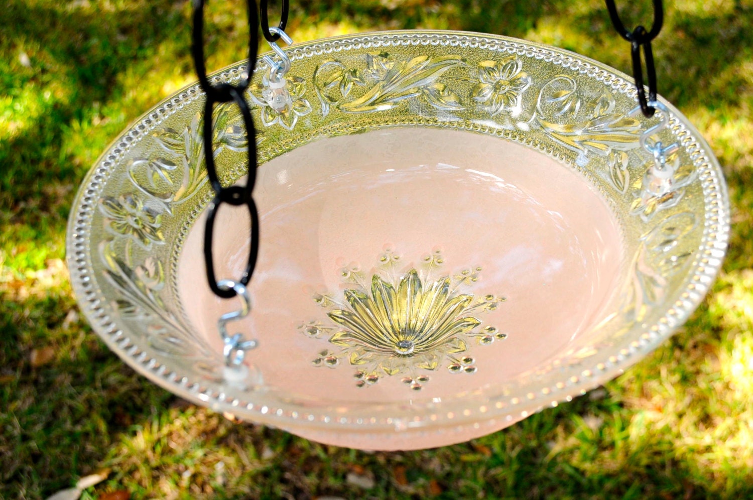 Hanging glass bird feeder vintage bird bath hanging