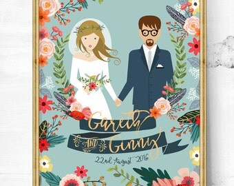 unique wedding gift - wedding gift - wedding portrait - gift for her - valentine’s gift - husband gift - shower gift - newlywed gift
