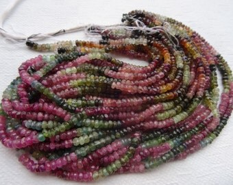 3 to 3.5 mm Gorgeous Multi Tourmaline Faceted Rondelle Full 13 inch Strand