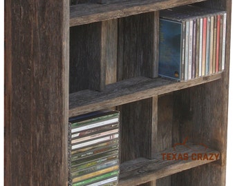 Music CD Cubby - Choose from 31 custom sizes - Storage to fit standard music cd cases - Reclaimed Wood
