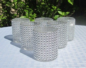 Set of 6 Candle Holders - Rhinestone Mesh - 10 color choices - 2.5" tall x 2" wide