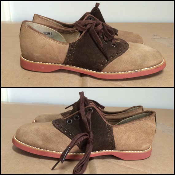 deadstock 1960's kid's suede saddle shoes size 12.5