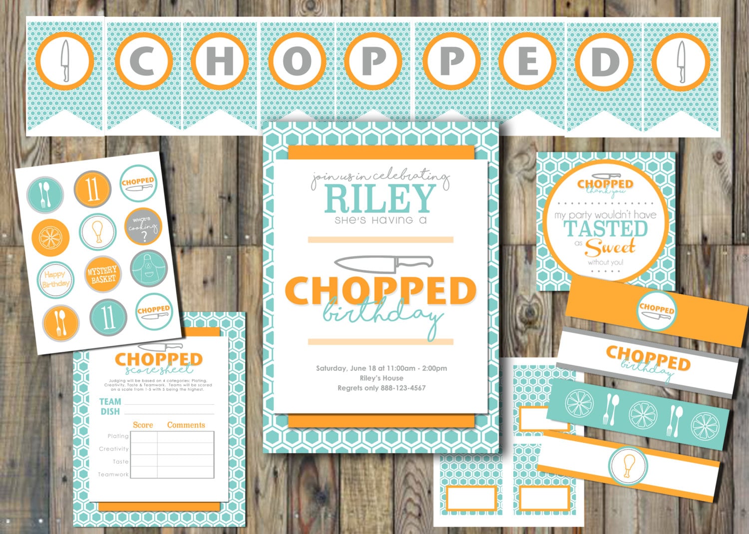 Chopped Themed Birthday Printable Party Invitation Thank