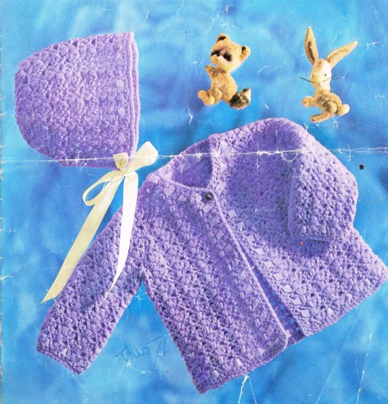 baby crochet matinee coat set vintage crochet pattern PDF