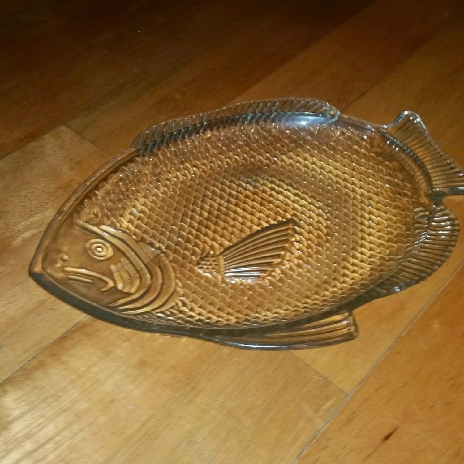 Vintage Glass Fish Shaped Serving Platter Haute Juice