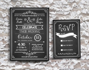 chalkboard wedding invitation – Etsy