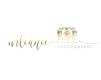 Photography logo - calligraphy gold glitter logo, gold watermark n075
