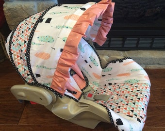 4 PC Custom Infant Car Seat Cover, Boutique Infant Car Seat Cover, Baby Carrier Cover, Baby Car Seat Cover, Baby Carrier