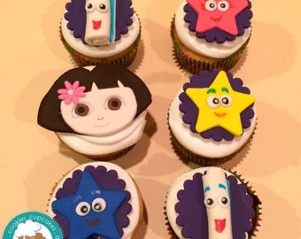 Dora the explorer inspired fondant cupcake topper