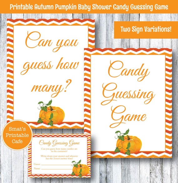 Pumpkin Baby Shower Candy Guessing Game PRINTABLE Autumn