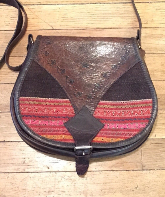 70s Vintage Tooled Leather Tapestry Purse by ClassicRockCouture