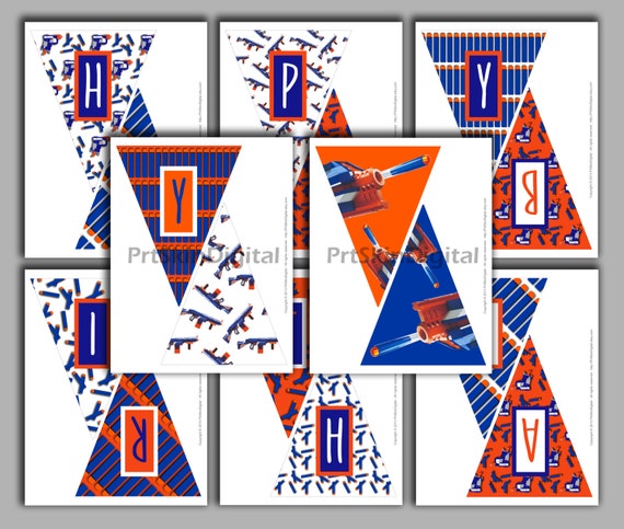 Nerf Banner Printable Nerf Party Happy Birthday Banner Nerf