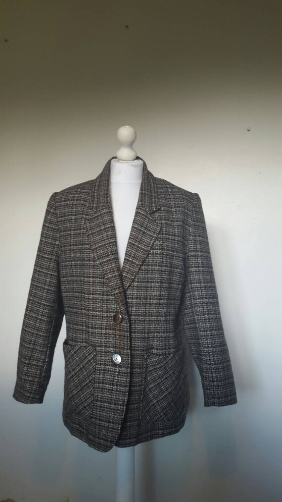 Vintage 80s tweed hacking jacket UK women's size 14/16