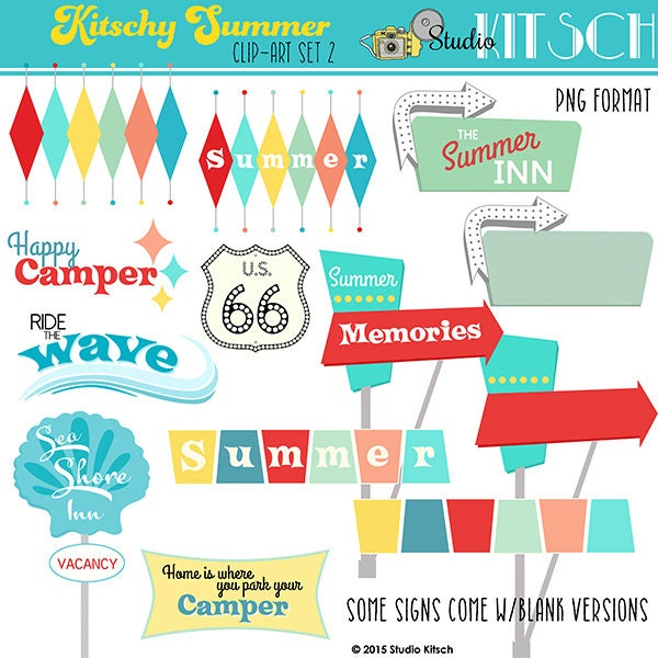 Retro Sign ClipArt Kitschy graphics Illustrations