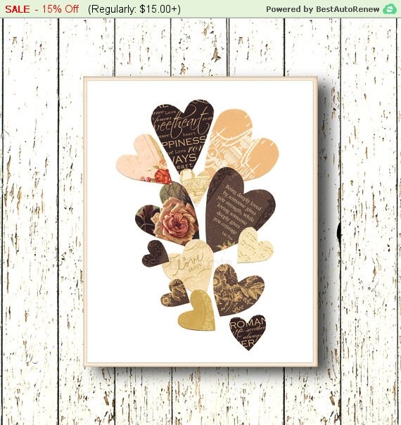 Hearts wall art decor room art bedroom wall decor by LilChipie