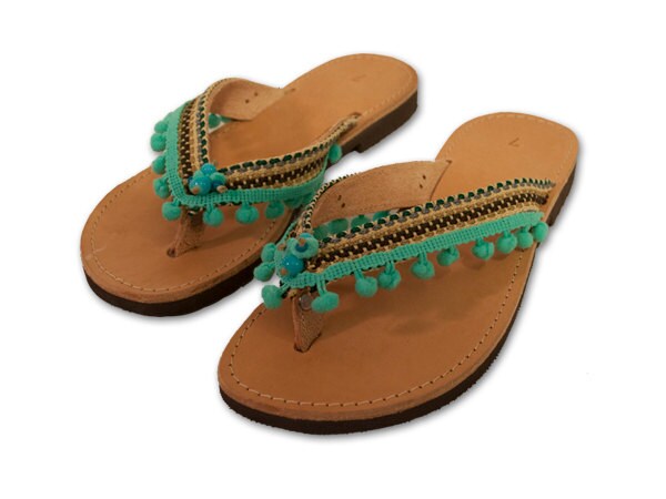 turquoise flip flops sandals