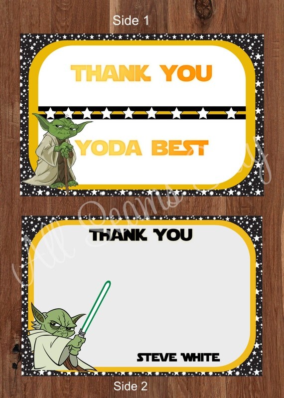 Star Wars theme thank you card / Yoda thank you / by AllSeamsSilly