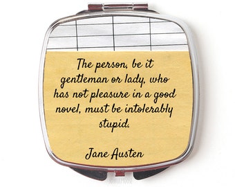 Jane Austen Compact Mirror - Jane Austen Gift - Jane Austen Quote Compact Mirror