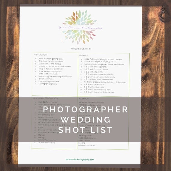 Printable Wedding Photography Shot List For by LumeDesign on Etsy