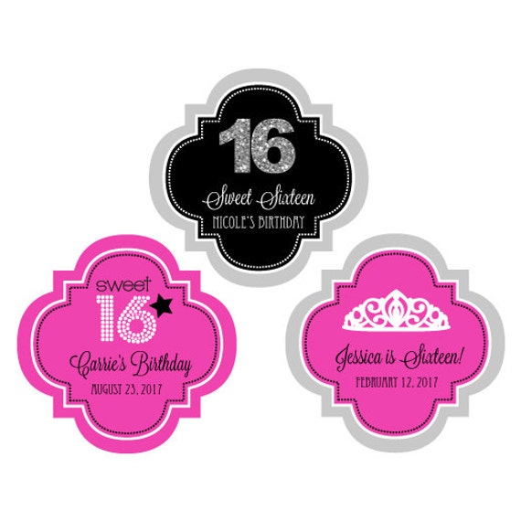 Sweet 16 Personalized Favor Labels 48ct Quinceanera Stickers
