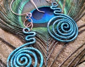 VERDIGRIS OCEAN BLUE Patina Spiral Earrings Feminine Consciousnesses Copper Hoop Spirals Spiritual Awakening Infinite Life Journey Jewelry