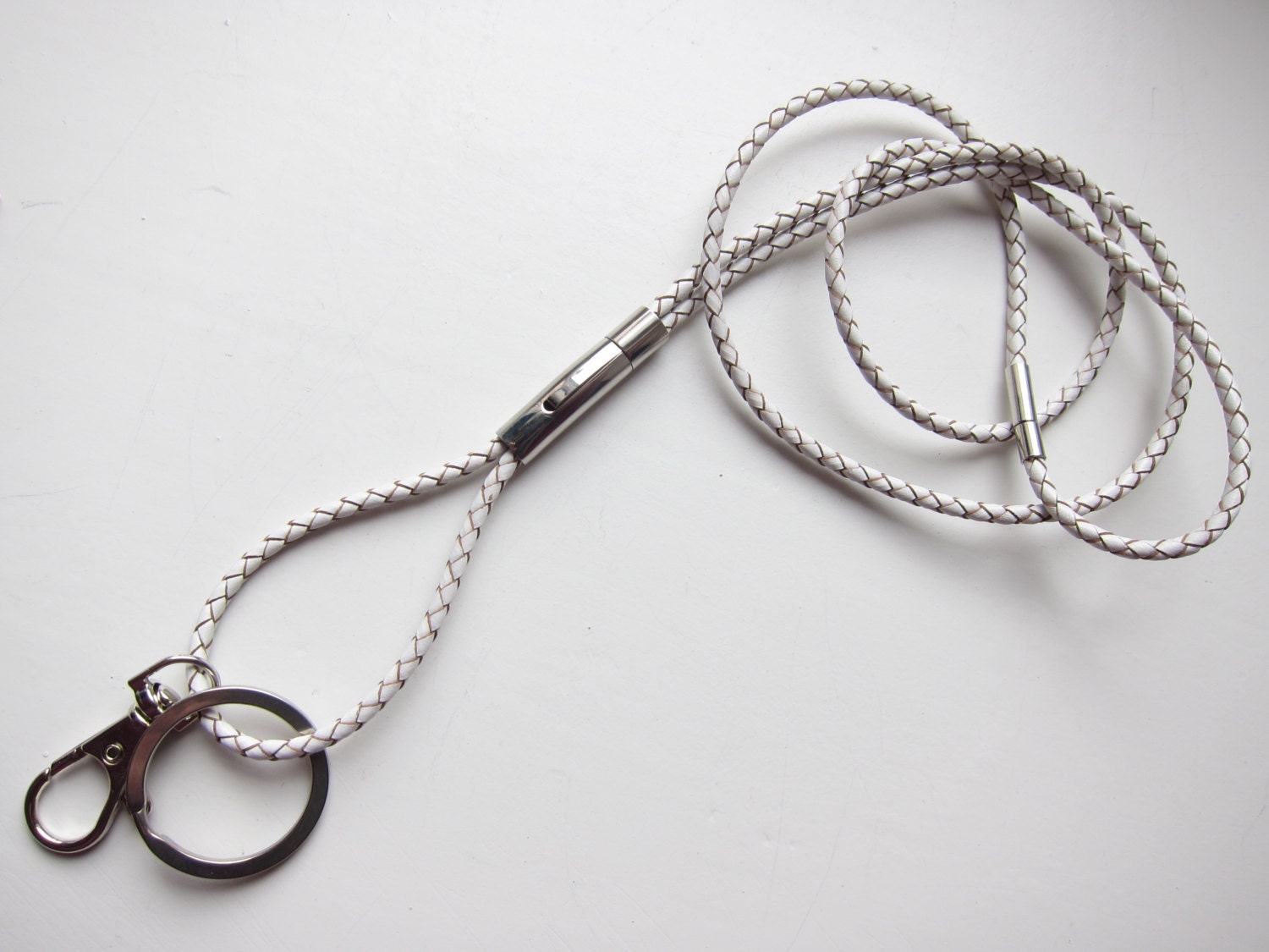 Leather Lanyard Braided Cord Detachable Lanyard ID Badge