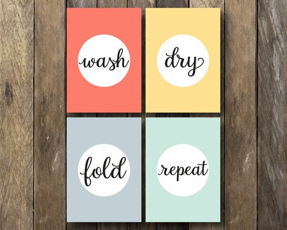 Items similar to Laundry Room Printables - Wash Dry Fold Repeat ...