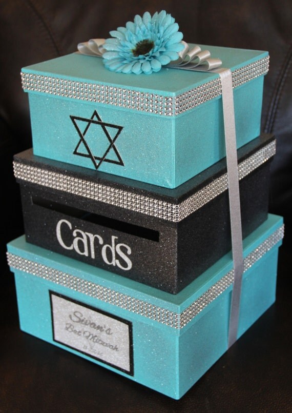Custom Card Box Bat Mitzvah 3 Tier Card Holder Square