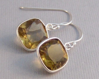 Genuine Citrine,Earrings,Real Citrine,CitrineEarrings,Birthstone,Birthstone Earrings,Princess Cut,Citrine,Yellow,Yellow Stone,Princess Cut,