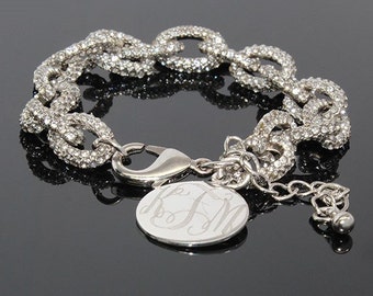 Silver Monogrammed bracelet, link bracelet, bracelet