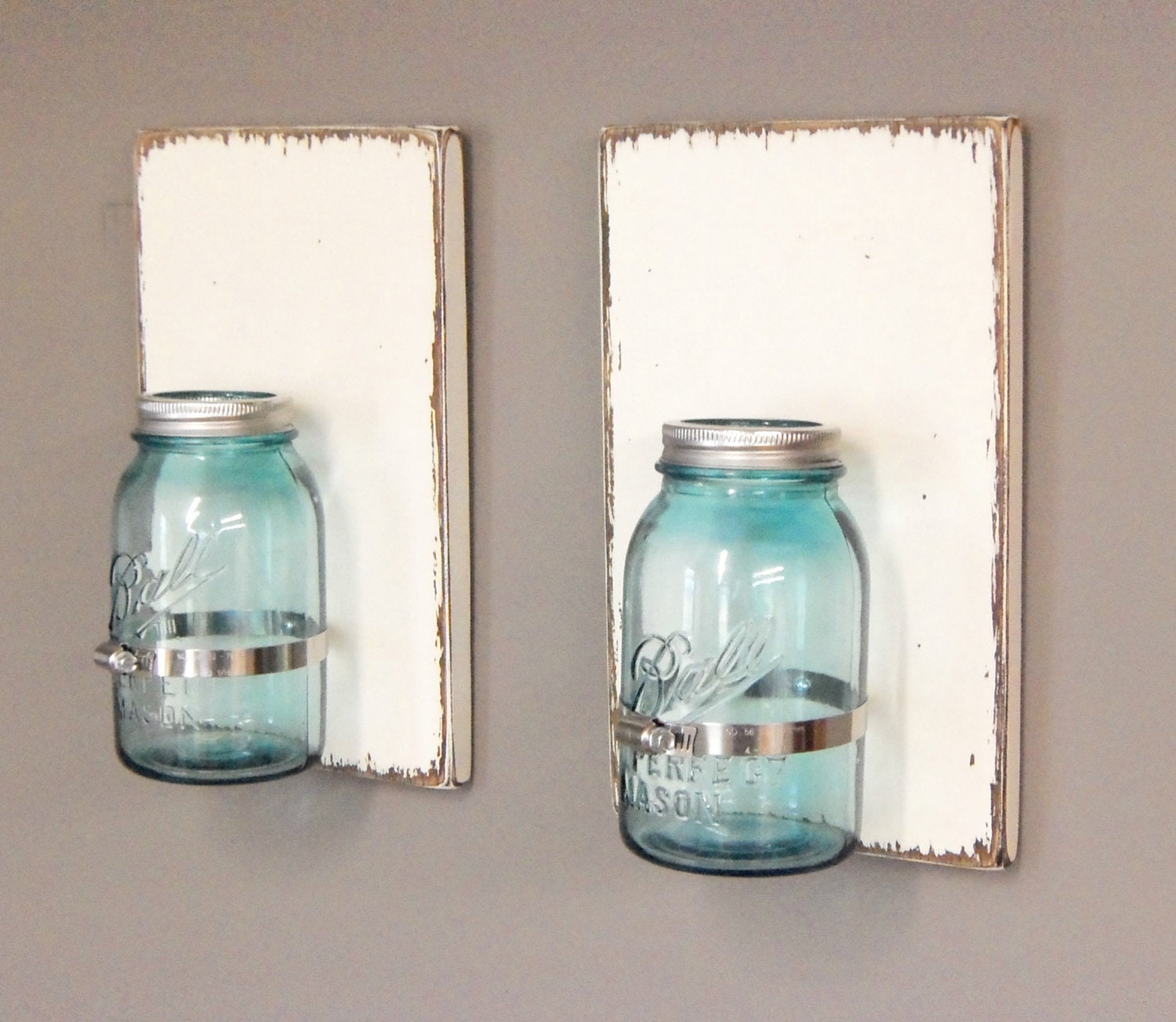 Wall Sconces 32 oz Mason Jars Vintage Blue Mason Jars Set