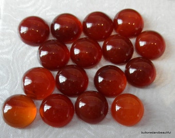 Red carnelian domed gemstone cabochon round 12mm diameter flat back