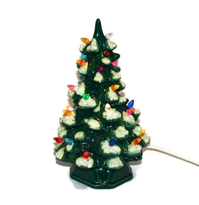 vintage holland mold ceramic christmas tree with snow flocking vintage holland mold ceramic christmas tree with snow flocking