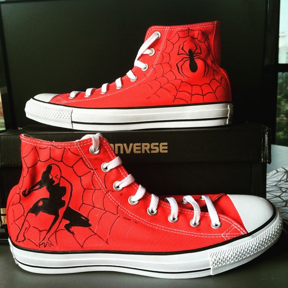 Spider-Man All Star Converse Red Handpainted by PaintYourChucks