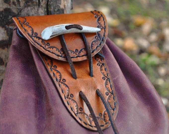 Leather Sporran bag, medieval pouch, medieval purse, fantasy bag, handmade bag