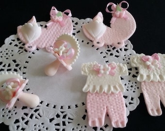 Baby Cake Decorations, Baby Shower Decoration, Cupcake Topper, Baby Girl Decoration, Pink Baby Shower, Pacifiers Favors, Baby Cupcake Topper