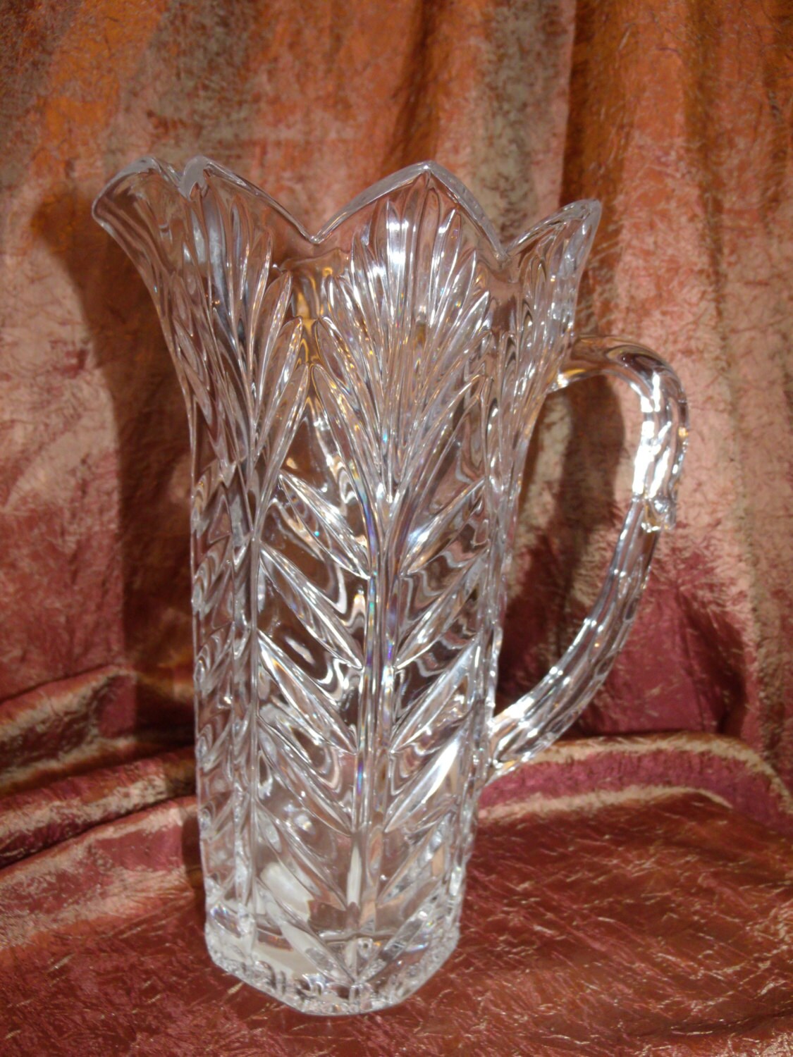 80's Lead Crystal Pitcher Vintage by ThingsTakeWings on Etsy