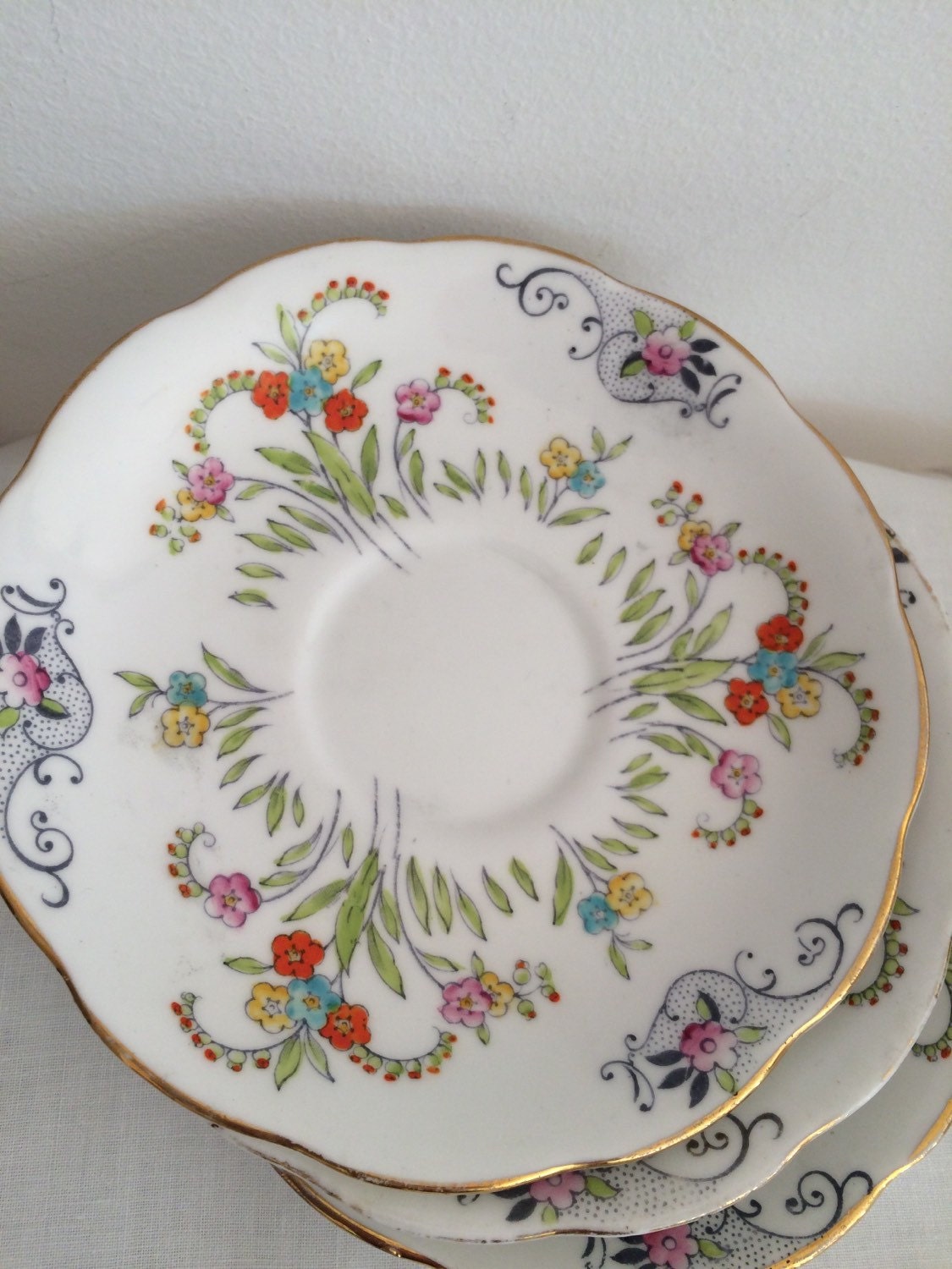 Royal Albert Reg. Nº 749633 Crown China Vintage Saucers Set of three (3 ...