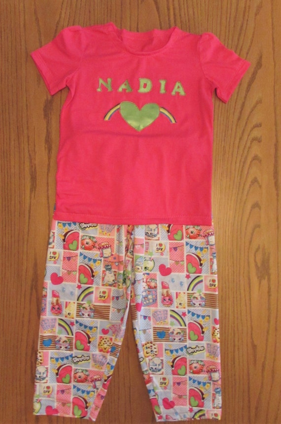 Personalized shopkins pajamas /Birthday Shopkins pajamas/shopkins Birthday/Shopkins pajamas/Shopkins gift/Birthday pajamas/girls pajamas