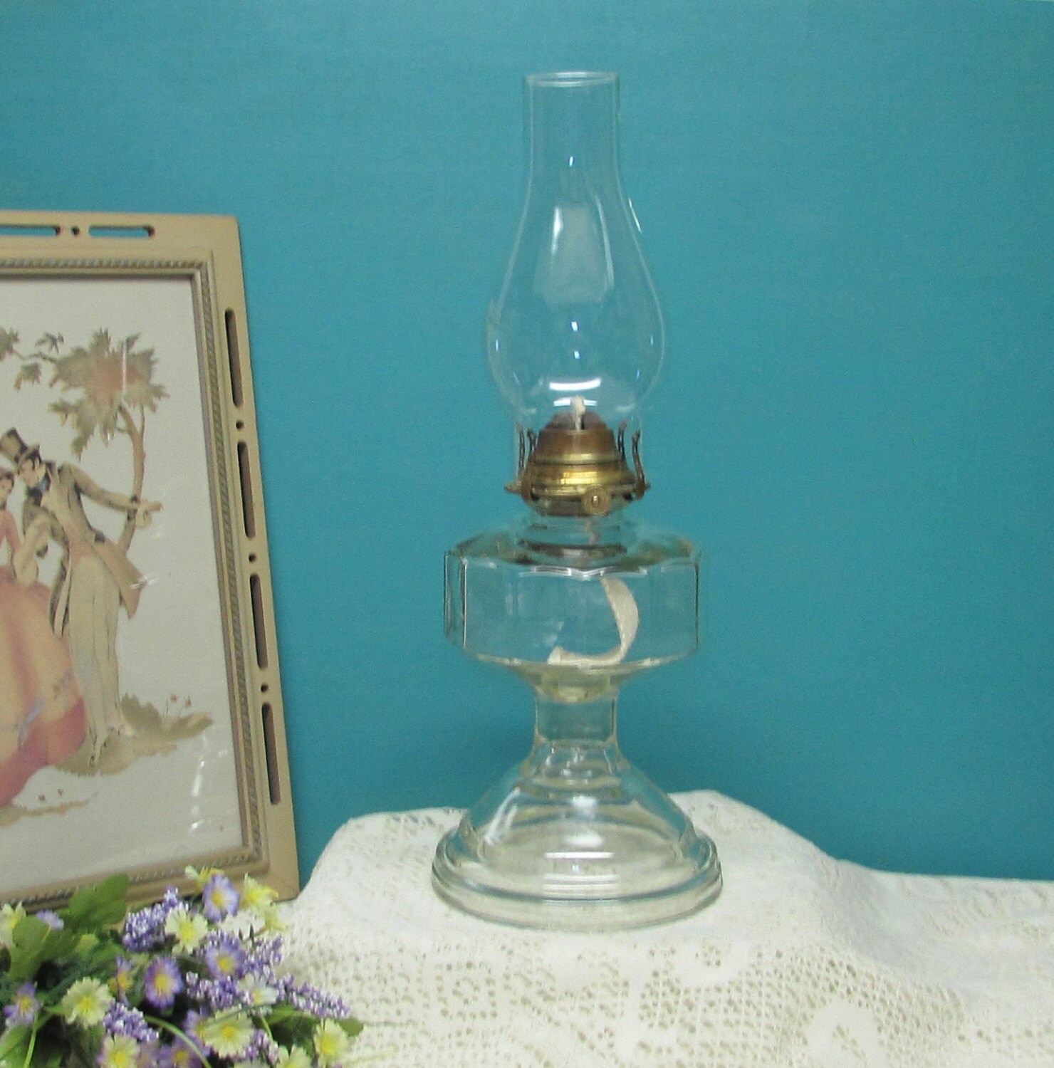 Glass Oil Lamp Hurricane Lamp P & A Mfg Co Danbury Conn