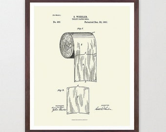 Toilet Paper Design Print - Bathroom Art - Bathroom Wall Print Patent Print - Patent Poster - Bathroom Humor Funny Poster - Bathroom Decor