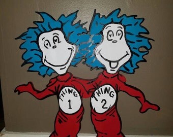 Thing 1 and thing 2 door hanger