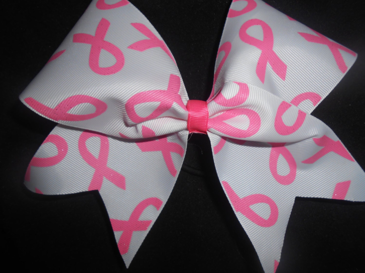 Cheer Bow October Hot Pink Breast Cancer Awareness ribbons on