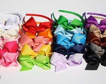 Bow Headband, hair bows, Hard Headband with Bow, Bow on Plastic Headband, girl headband, girls hair bow headband HP01