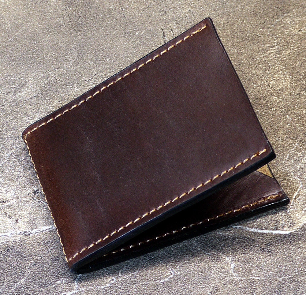 Brown Horween Chromexcel Leather Money Clip Wallet Credit