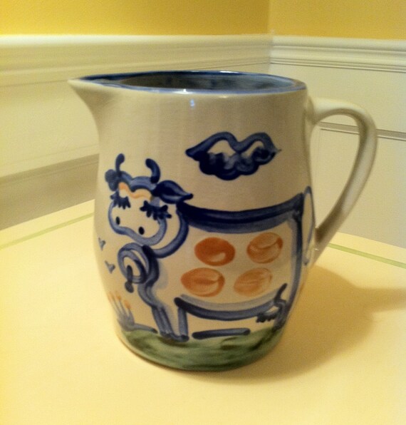Vintage M.D. Hadley Pottery Pitcher Cow Decor by