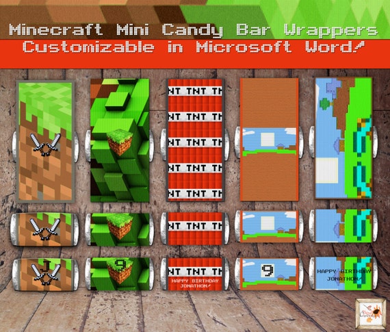 Minecraft Faces Mini Candy Bar Wrappers Candy Bar Wra - vrogue.co