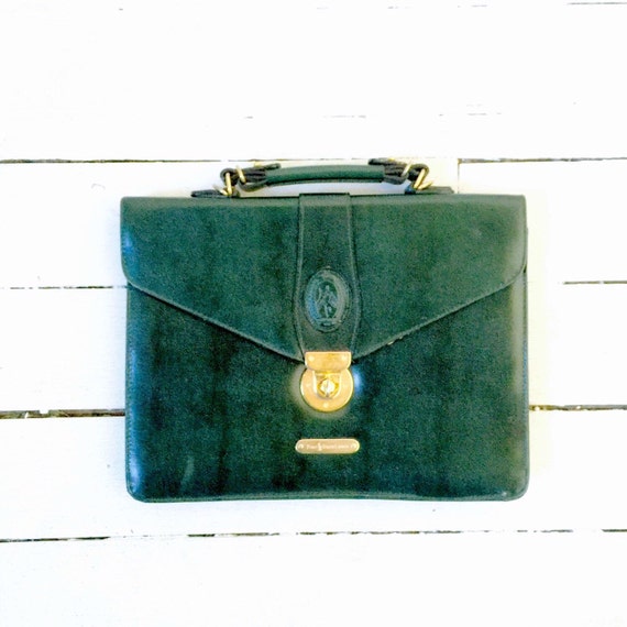 Vintage Green Leather RL Folio // Briefcase